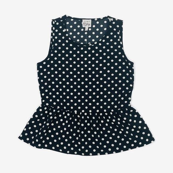 Como Vintage Polka Dot Top Size S Black White Peplum Retro Classic Summer - Picture 5 of 14